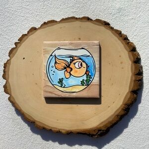 Orange Goldfish Ceramic Tile Decor - Wall Art - Office Decor